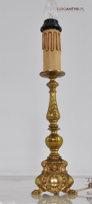 DUZA STARA ZLOTA LAMPKA LAMPA Z ANIOLKIEM ANIOLEM