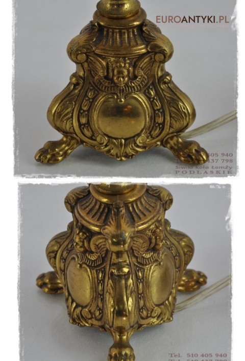 DUZA STARA ZLOTA LAMPKA LAMPA Z ANIOLKIEM ANIOLEM