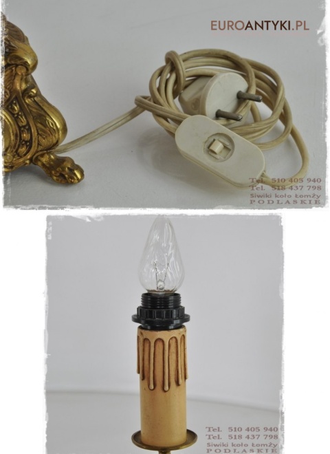 DUZA STARA ZLOTA LAMPKA LAMPA Z ANIOLKIEM ANIOLEM