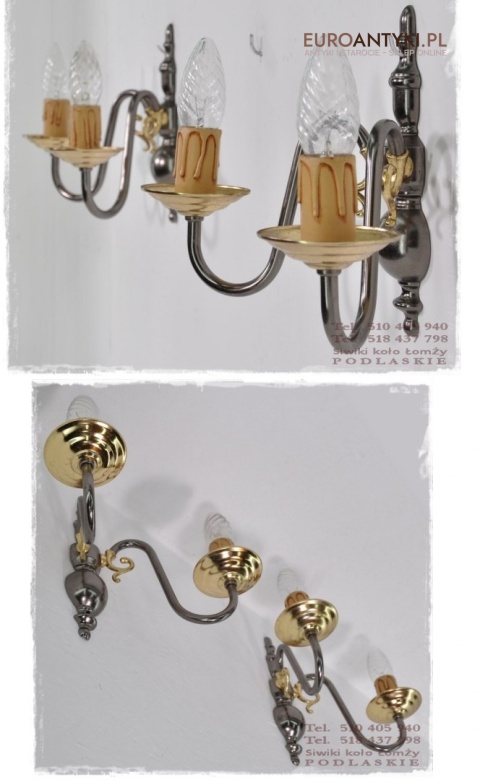 DWA SREBRNE GRAFITOWE KINKIETY LAMPKI DO PAJAKA