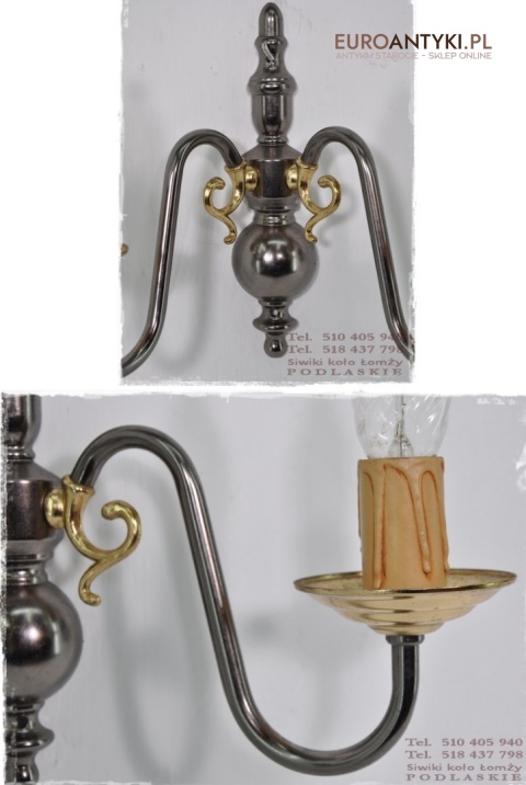 DWA SREBRNE GRAFITOWE KINKIETY LAMPKI DO PAJAKA