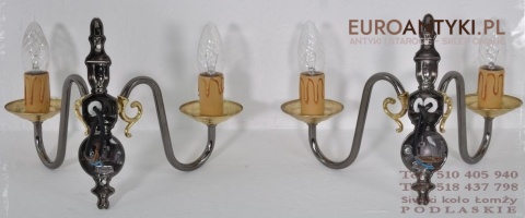 DWA SREBRNE GRAFITOWE KINKIETY LAMPKI DO PAJAKA