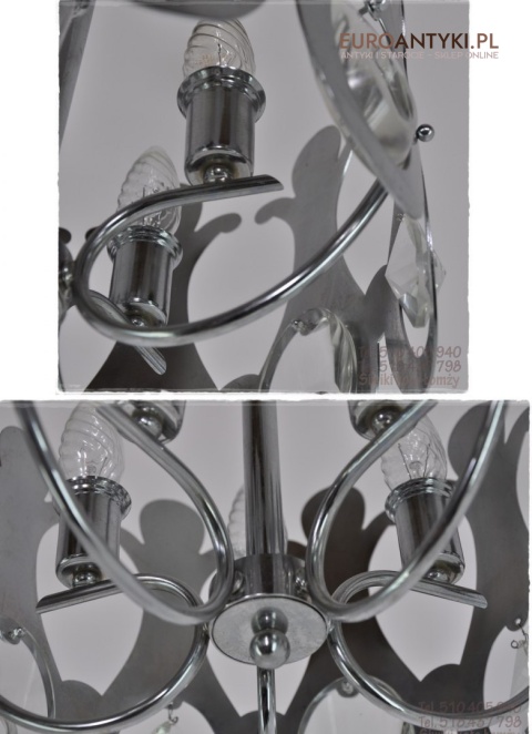 SREBRNY CHROMOWANY ZYRANDOL OKRAGLY LAMPA SUFITOWA