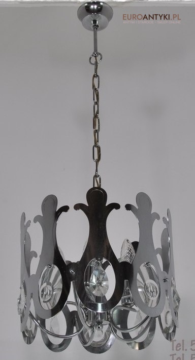 SREBRNY CHROMOWANY ZYRANDOL OKRAGLY LAMPA SUFITOWA