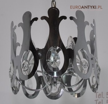 SREBRNY CHROMOWANY ZYRANDOL OKRAGLY LAMPA SUFITOWA