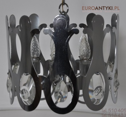 SREBRNY CHROMOWANY ZYRANDOL OKRAGLY LAMPA SUFITOWA