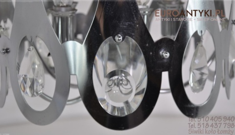 SREBRNY CHROMOWANY ZYRANDOL OKRAGLY LAMPA SUFITOWA