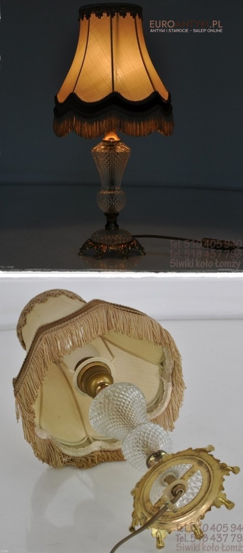 STARA BABCINA SZKLANA LAMPKA Z ABAZURKIEM ANTYK