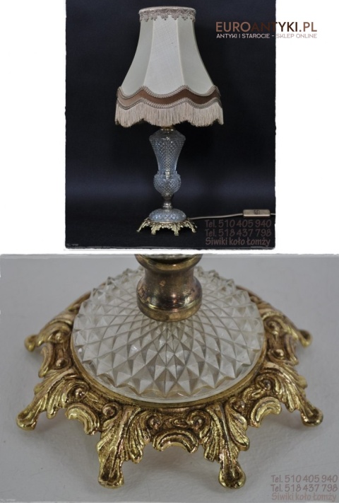 STARA BABCINA SZKLANA LAMPKA Z ABAZURKIEM ANTYK