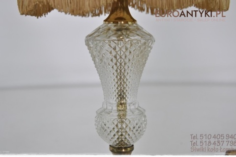STARA BABCINA SZKLANA LAMPKA Z ABAZURKIEM ANTYK