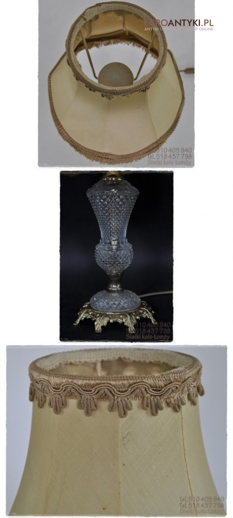 STARA BABCINA SZKLANA LAMPKA Z ABAZURKIEM ANTYK