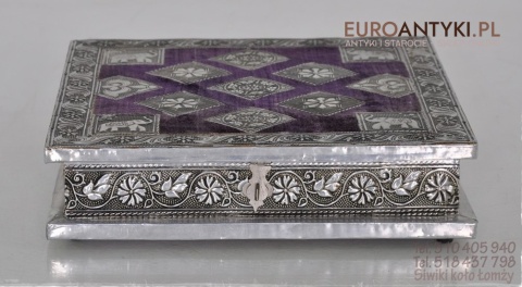 STARA SREBRNA SZKLATULKA SKRZYNECZKA NA BIZUTERIE