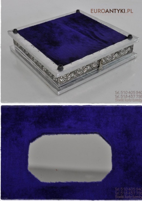 STARA SREBRNA SZKLATULKA SKRZYNECZKA NA BIZUTERIE