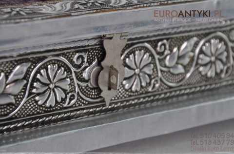 STARA SREBRNA SZKLATULKA SKRZYNECZKA NA BIZUTERIE