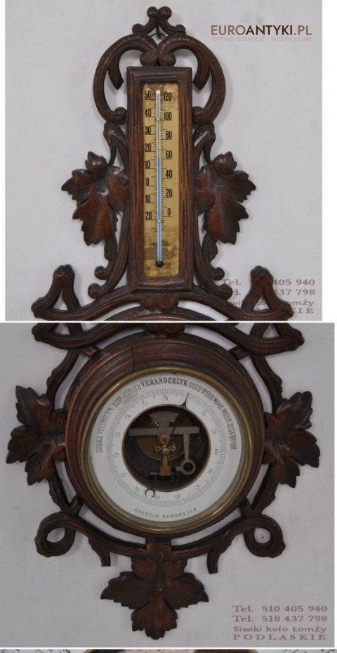 STARY BAROMETR TERMOMETR STACJA POGODOWA POGODY