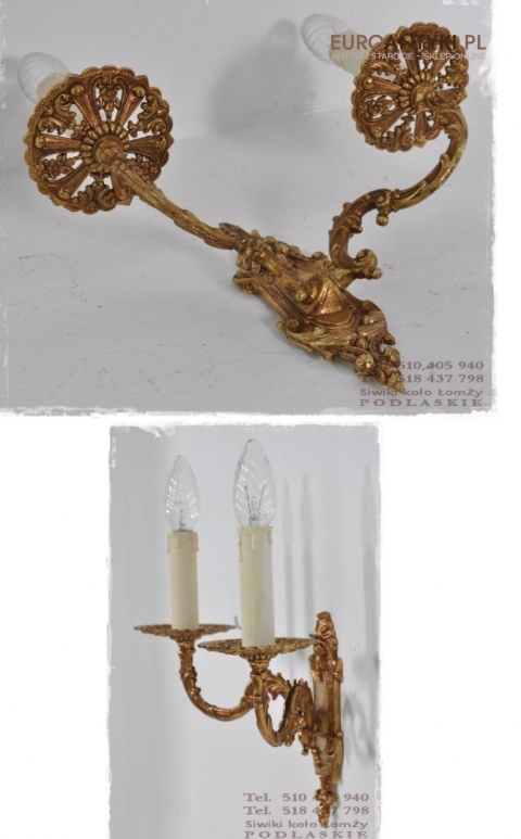 STARY BRAZOWY KINKIET LAMPKA LAMPA Z BRAZU BRAZ