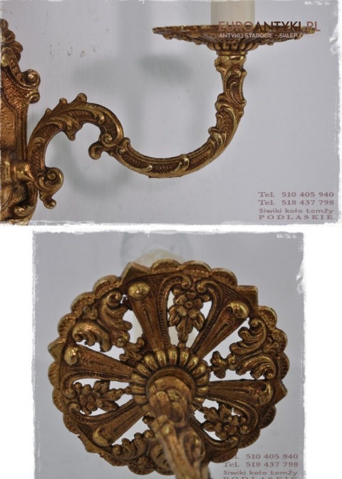 STARY BRAZOWY KINKIET LAMPKA LAMPA Z BRAZU BRAZ