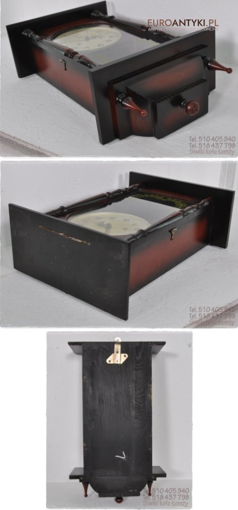 STARY MUZEALNY ZEGAR WISZACY NA SCIANE SCIENNY