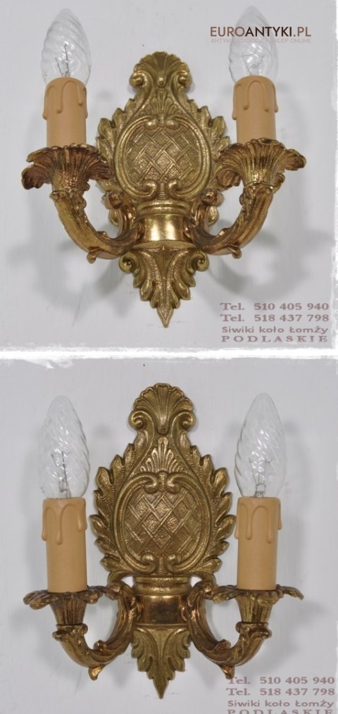 STARY ZLOTY KINKIET Z MOSIADZU LAMPKA LAMPA x