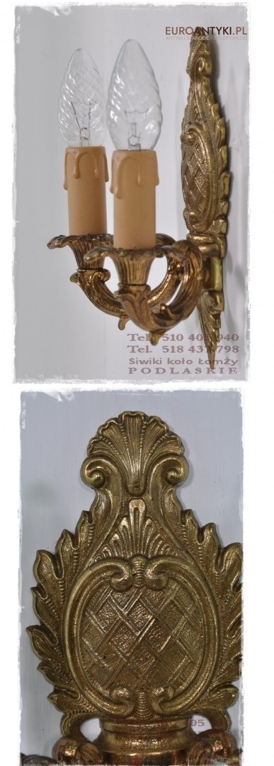 STARY ZLOTY KINKIET Z MOSIADZU LAMPKA LAMPA x