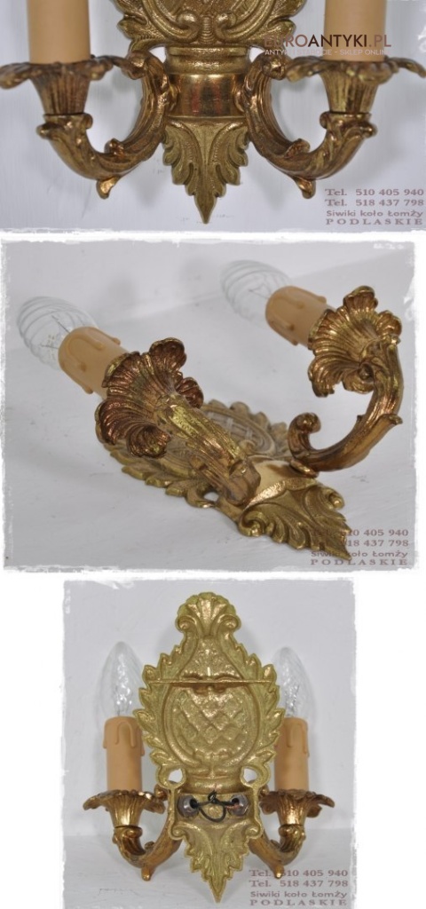 STARY ZLOTY KINKIET Z MOSIADZU LAMPKA LAMPA x