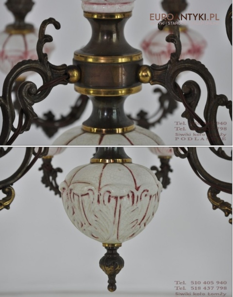 XL DUZA LAMPA DUZY ROZOWY ZYRANDOL VINTAGE ANTYK