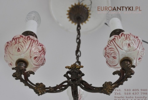 XL DUZA LAMPA DUZY ROZOWY ZYRANDOL VINTAGE ANTYK