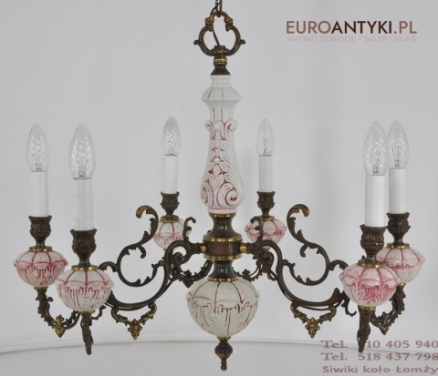 XL DUZA LAMPA DUZY ROZOWY ZYRANDOL VINTAGE ANTYK