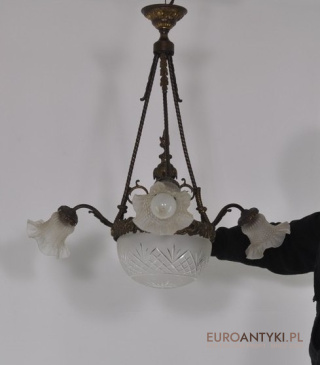 XL LAMPA ZYRANDOL ART NOUVEAU SECESJA JUGENDSTIL