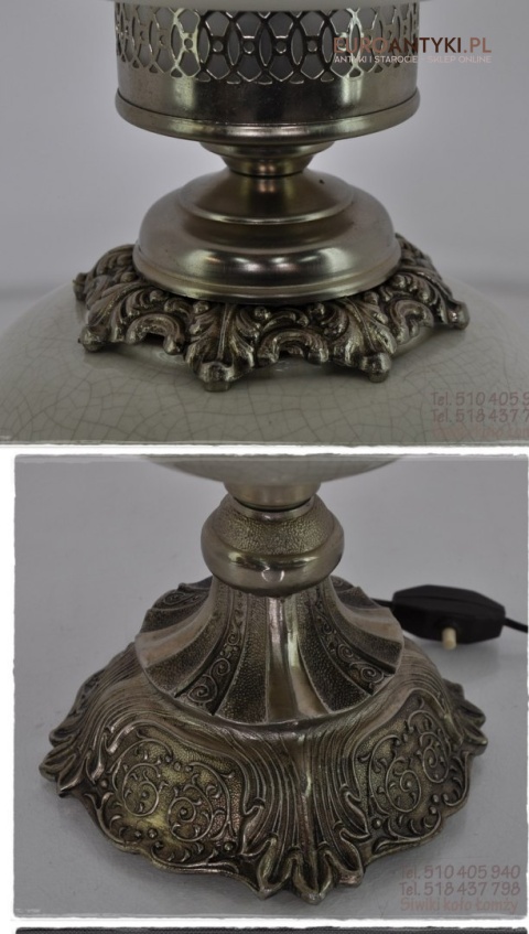 XL SREBRNA DUZA STARA JAPONSKA LAMPA Z PORCELANY