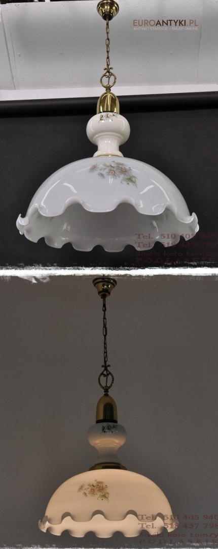 XL STARA LAMPA SUFITOWA SZKLANY DUZY KLOSZ KWIAT