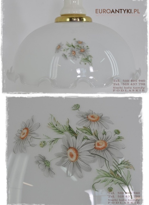 XL STARA LAMPA SUFITOWA SZKLANY DUZY KLOSZ KWIAT