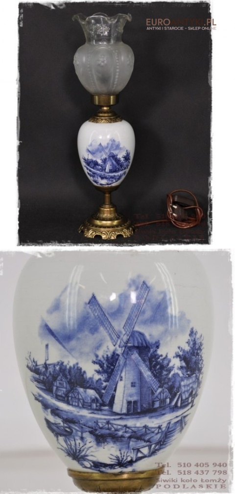 XL STARA LAMPKA LAMPA HOLENDERSKA z WIATRAKAMI