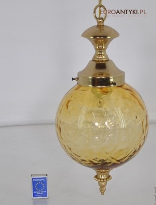 ZOLTA LAMPA SZKLANA KULA ZOLTY KLOSZ MOSIADZ