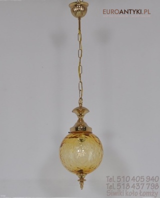 ZOLTA LAMPA SZKLANA KULA ZOLTY KLOSZ MOSIADZ