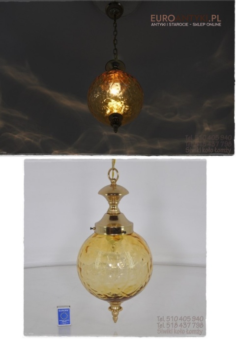 ZOLTA LAMPA SZKLANA KULA ZOLTY KLOSZ MOSIADZ