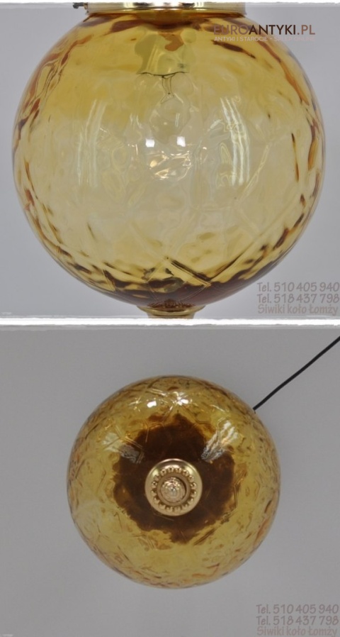 ZOLTA LAMPA SZKLANA KULA ZOLTY KLOSZ MOSIADZ