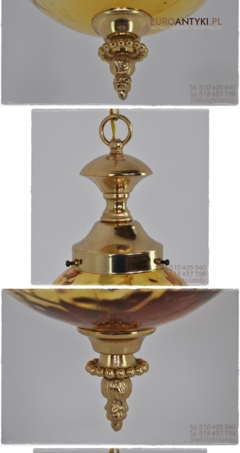 ZOLTA LAMPA SZKLANA KULA ZOLTY KLOSZ MOSIADZ