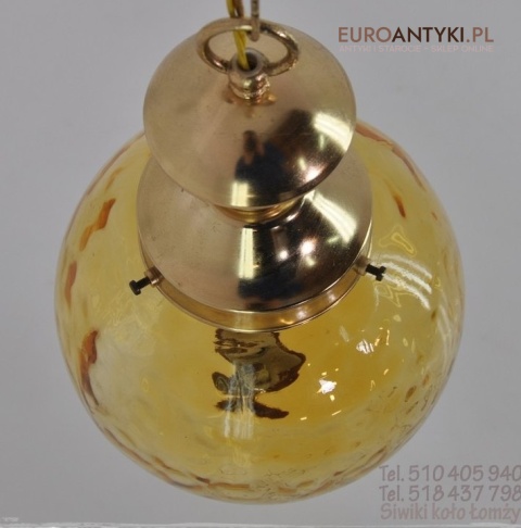 ZOLTA LAMPA SZKLANA KULA ZOLTY KLOSZ MOSIADZ
