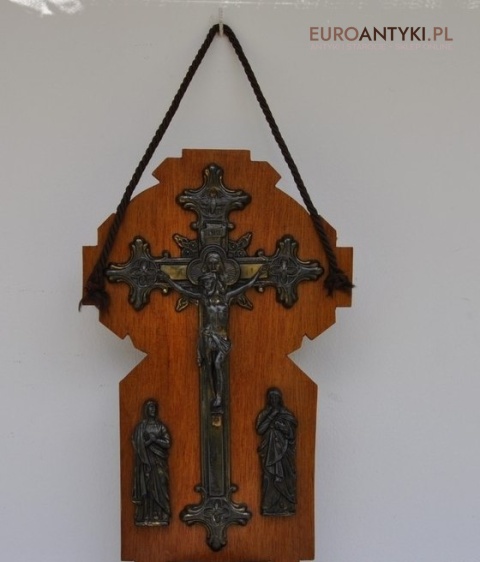 ANTYK Aspersorium kropielnica z krzyzem JEZUS