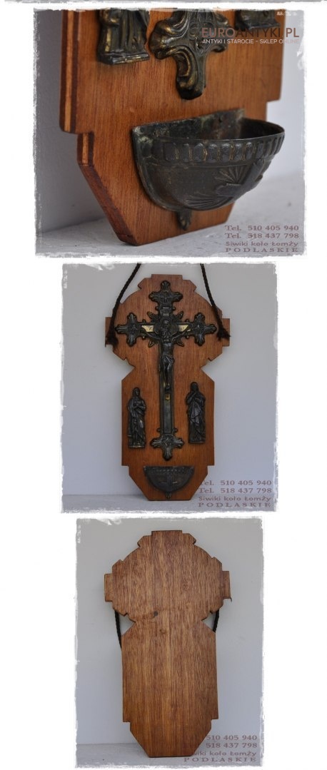 ANTYK Aspersorium kropielnica z krzyzem JEZUS