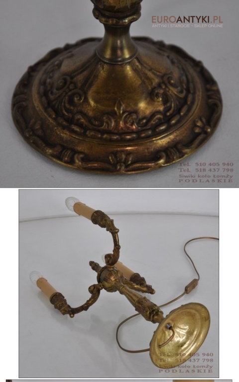ANTYK STARA LAMPA LAMPKA BAROK ROKOKO Z MOSIADZU
