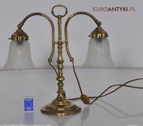 ANTYK STARA LAMPA LAMPKA Z BRAZU SZLIFOWANE KLOSZE