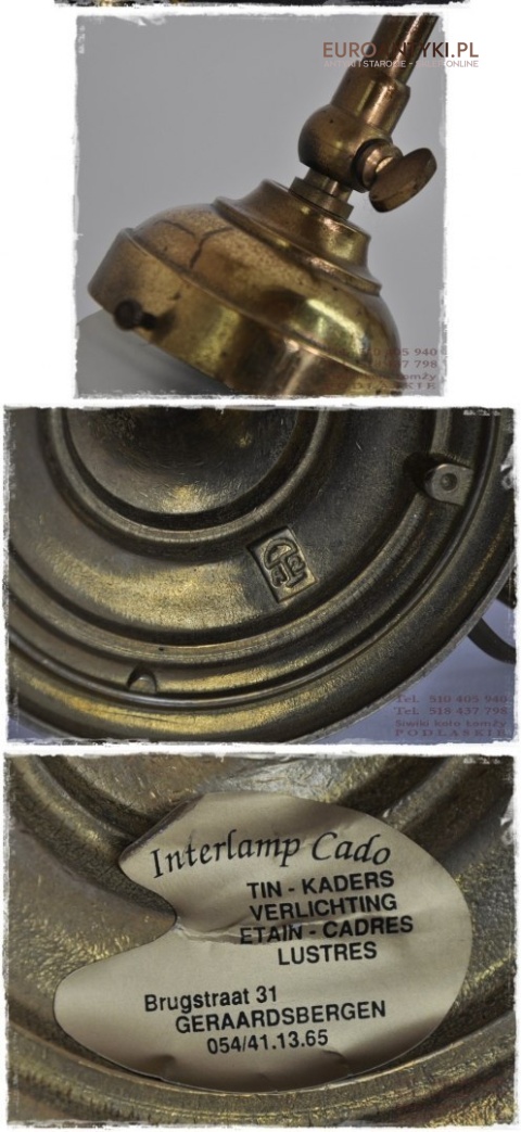 ANTYK STARA LAMPA LAMPKA Z BRAZU SZLIFOWANE KLOSZE