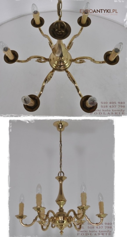 DUZY STARY ZLOTY ZYRANDOL SALONOWY Z MOSIADZU