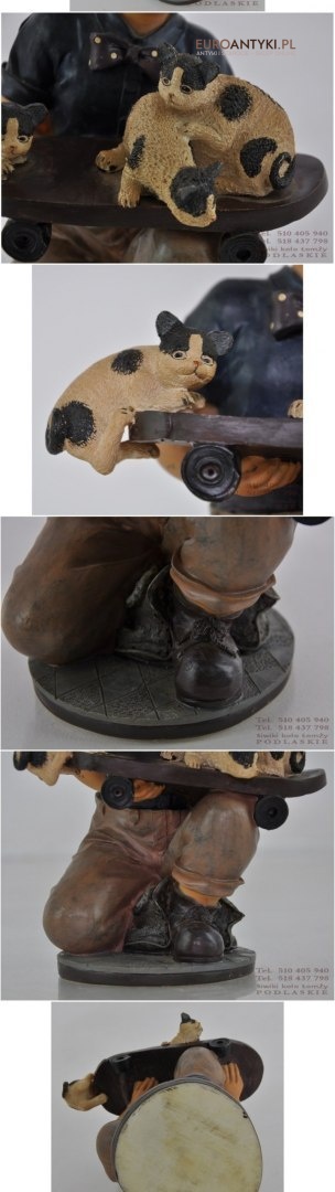 FIGURKA CHLOPCA CHLOPIEC Z DESKOROLKA I KOTAMI