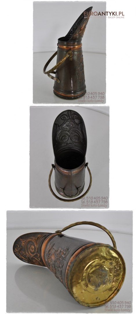 STARE MIEDZIANE NACZYNIE PARASOLNIK WEGLARKA Miedziany śmietnik