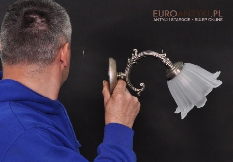 STARE SREBRO SREBRNE KINKIETY Z KLOSZAMI LAMPY