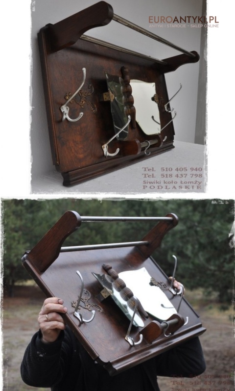 XL ANTYK STARA GARDEROBA WIESZAKI HAKI SECESYJNE