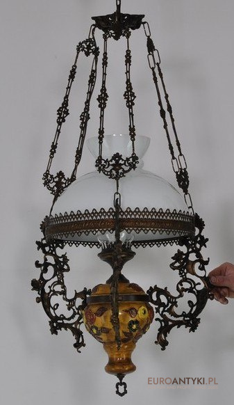 XL DUZA STARA LAMPA MAJOLIKA ANTYK CERAMIKA 1940